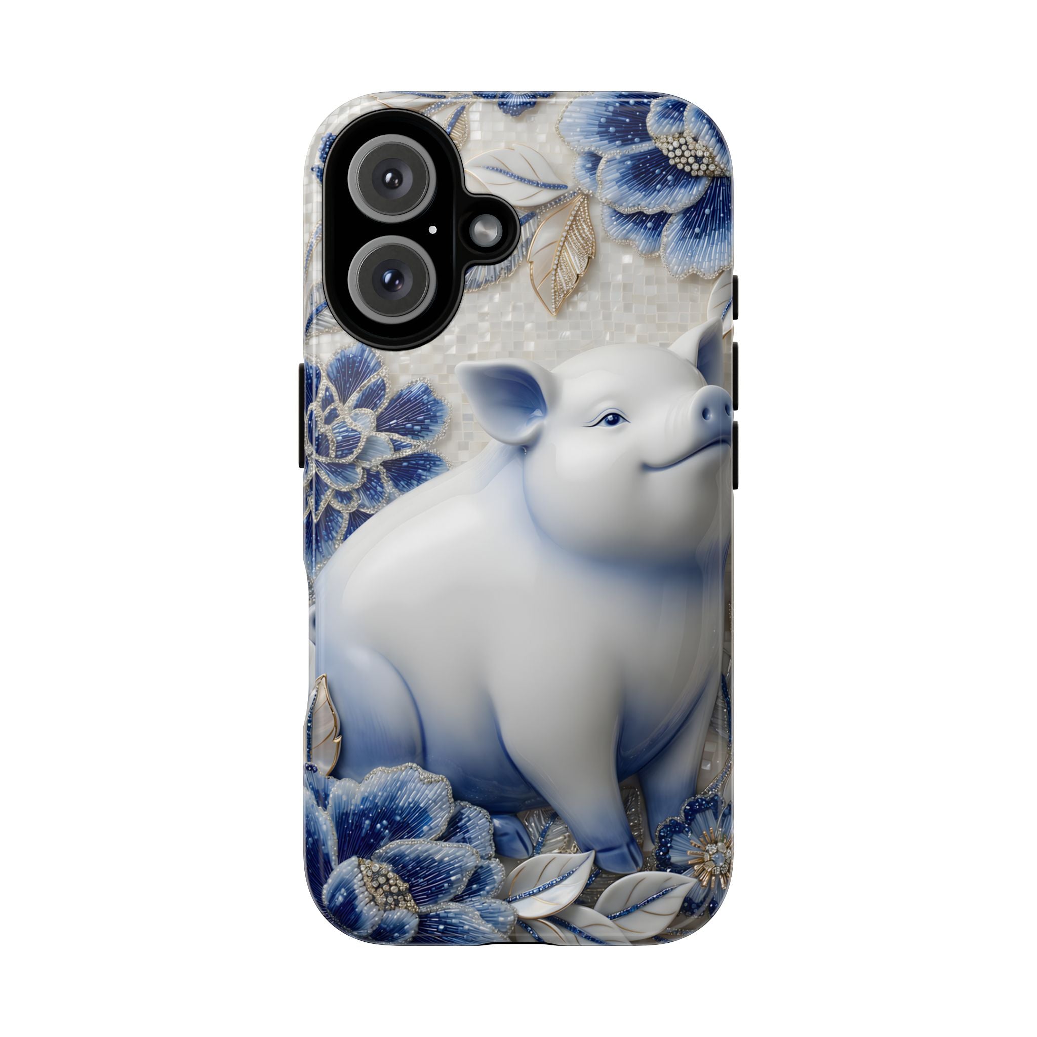Asian Zodiac Pig iPhone Case | Blue & White Porcelain Slim Protective Shockproof Case| Year of the Pig Gift