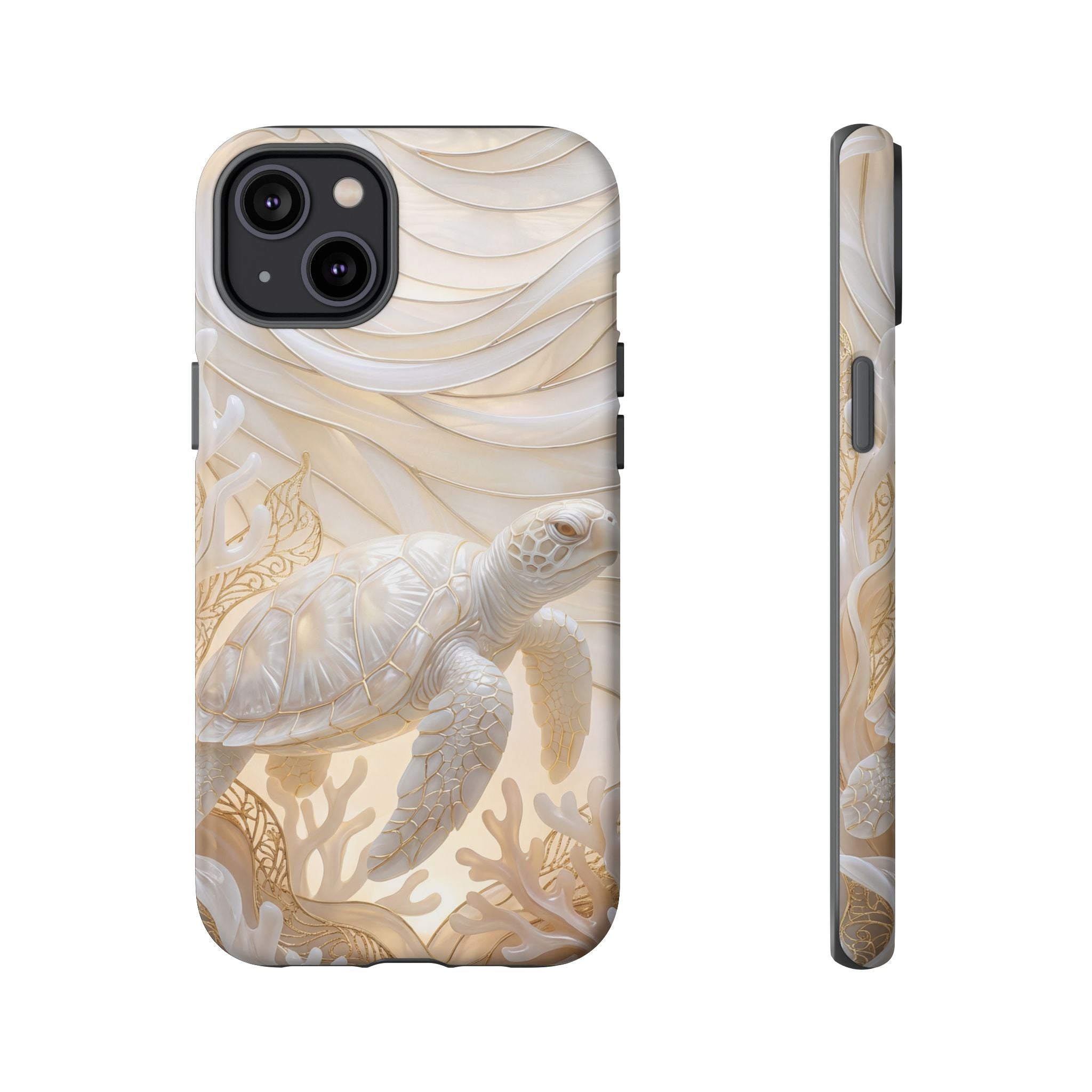 Sea Turtle Tough iPhone Case — Elegant Nautical Coral Design