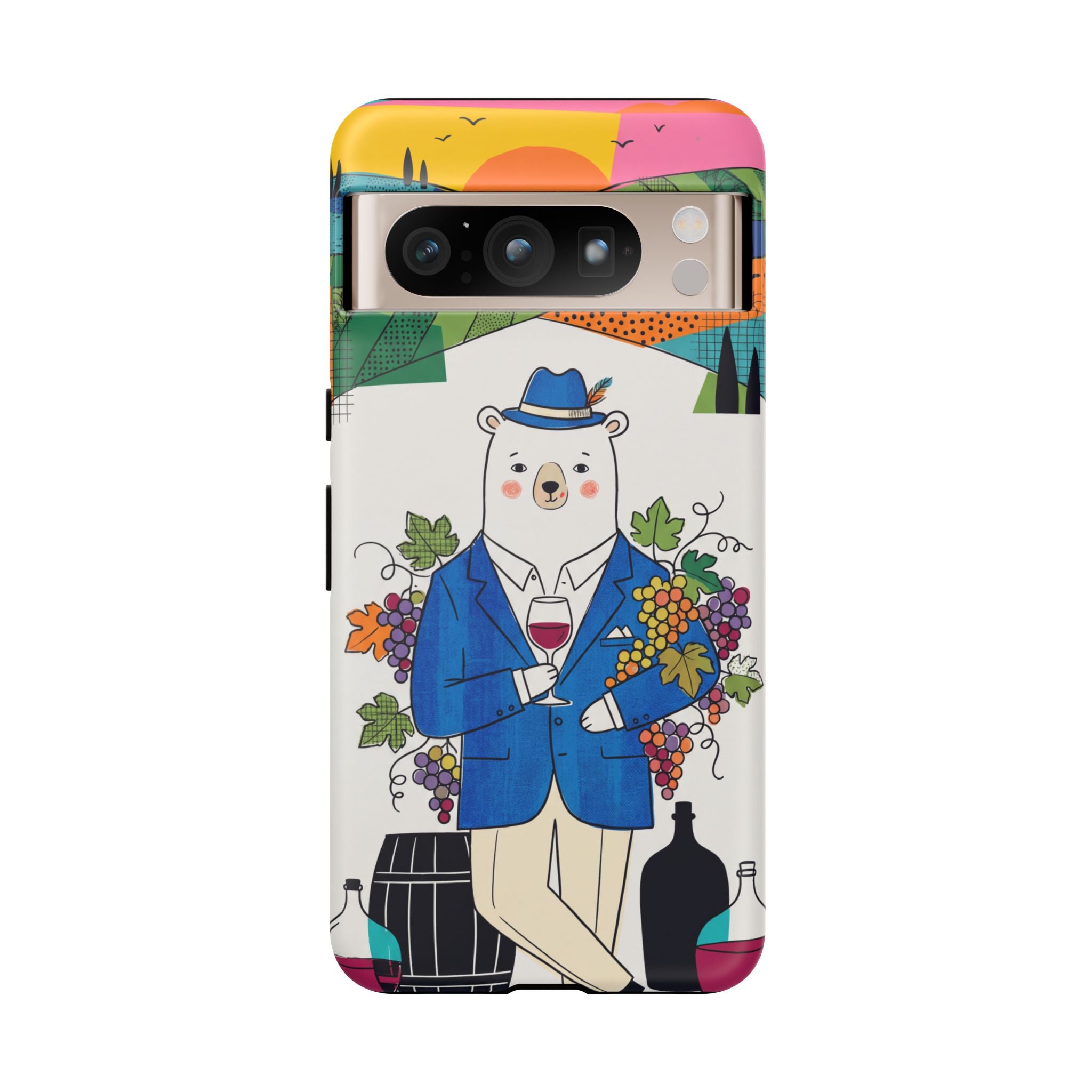 Dapper Polar Bear Wine Lover Illustrated Protective Google Pixel Phone Case