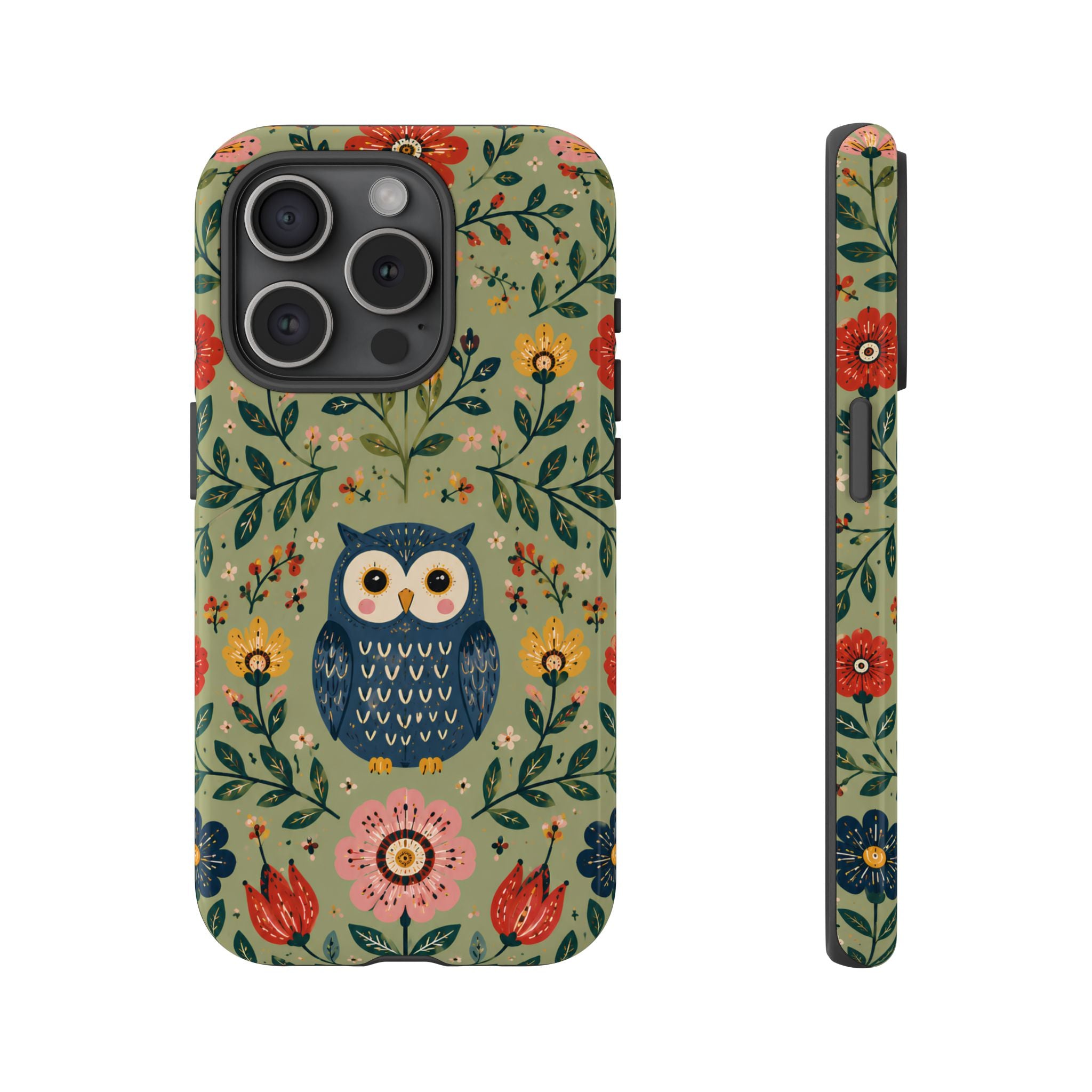 Floral Owl Tough iPhone Case | Cute Botanical Protective Cover