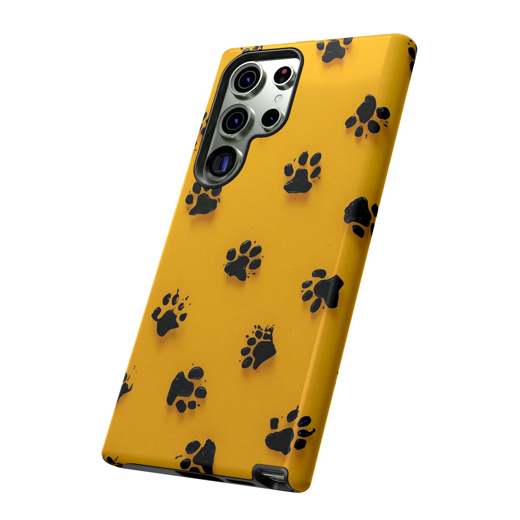 Yellow Paw Print Tough Samsung Galaxy Case — Protective Dog & Cat Lover Cover