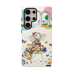 Whimsical Shopping Girl Samsung Galaxy Phone Case | Cute Floral Butterfly Tough Case