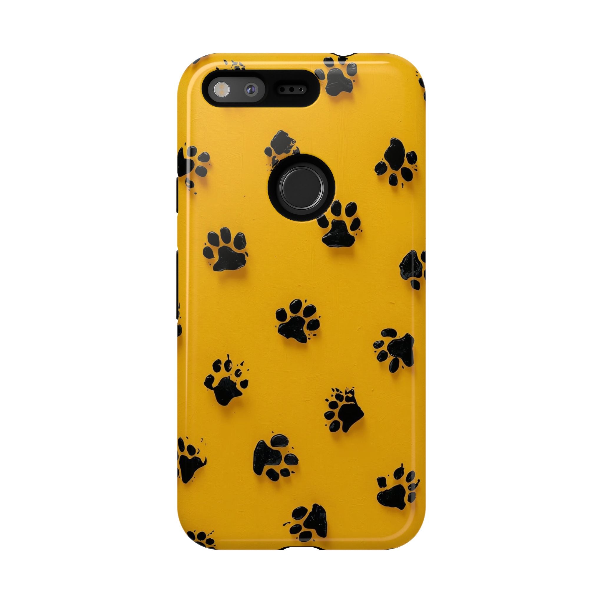 Yellow Paw Print Tough Google Pixel Case — Protective Dog & Cat Lover Cover
