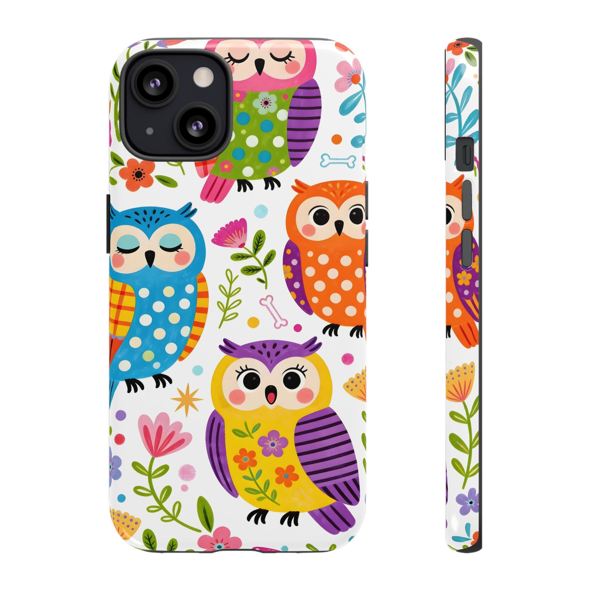 Cute Colorful Owls iPhone Case | Cute Owl Pattern Tough Case