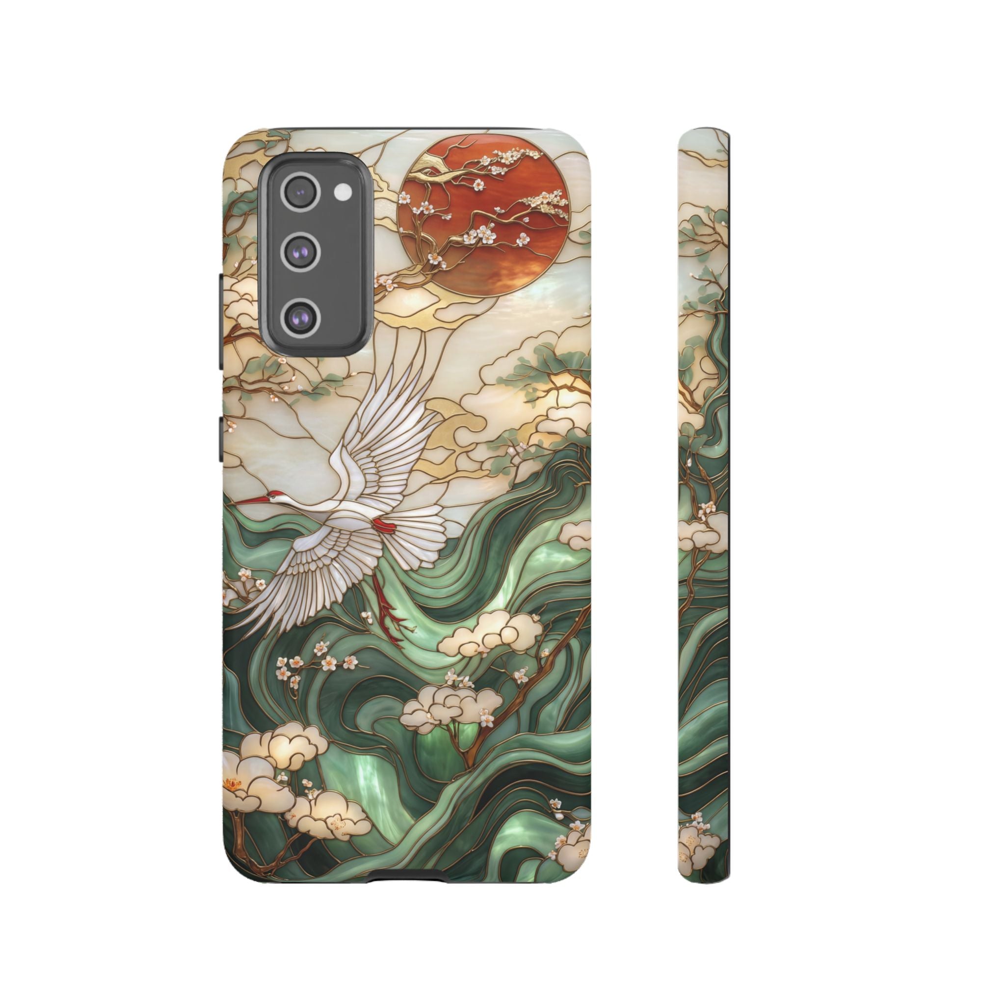 Cranes & Waves Protective Samsung Galaxy Case | Japanese-Inspired Art Phone Cover