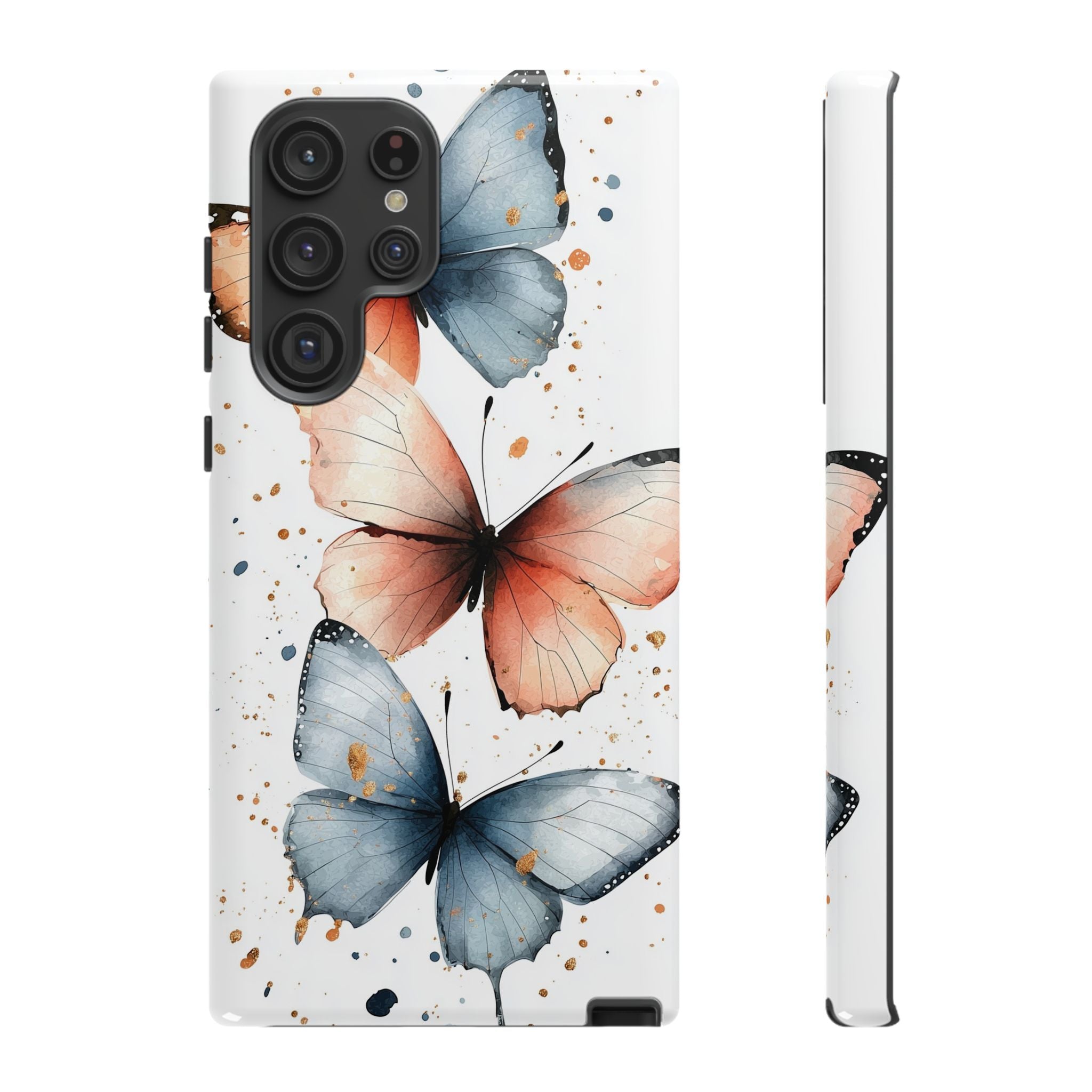 Watercolour Blue & Peach Butterfly Tough Samsung Galaxy Case