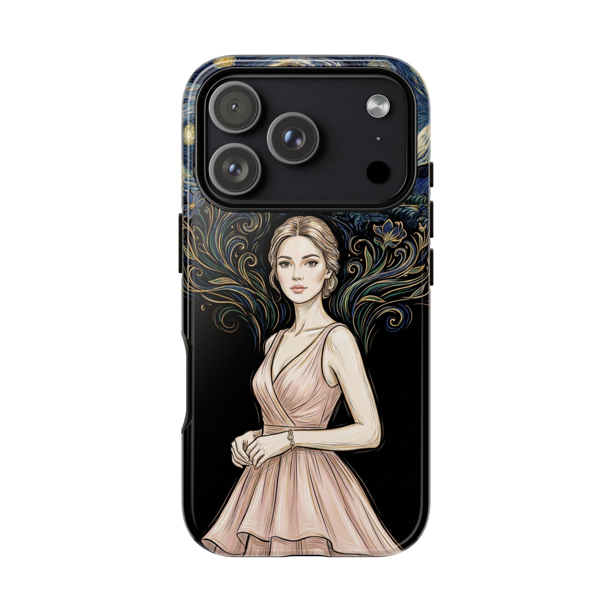 Art Nouveau Starry Night iPhone Case | Elegant Woman Illustration Tough Case