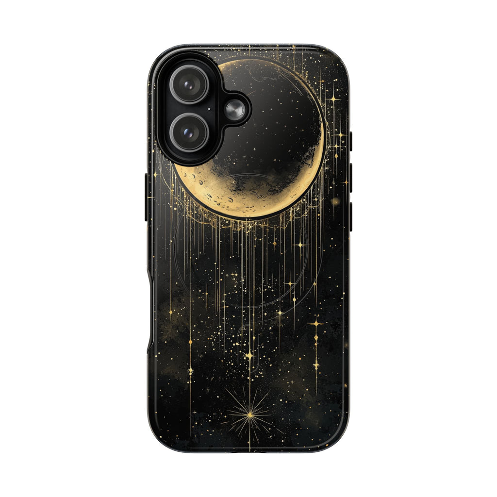 Moonlit Crescent Tough MagSafe iPhone Case | Gold Stars Night Sky