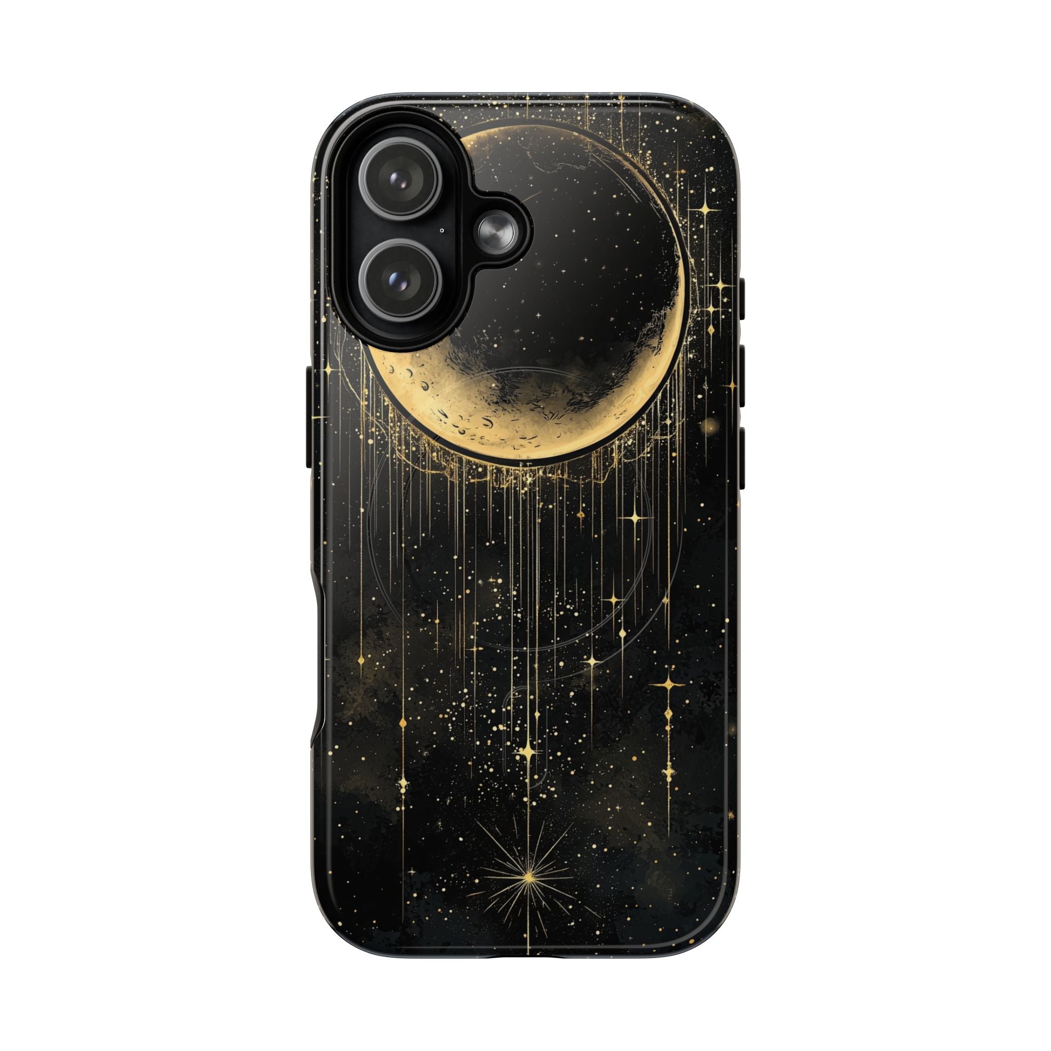 Moonlit Crescent Tough MagSafe iPhone Case | Gold Stars Night Sky