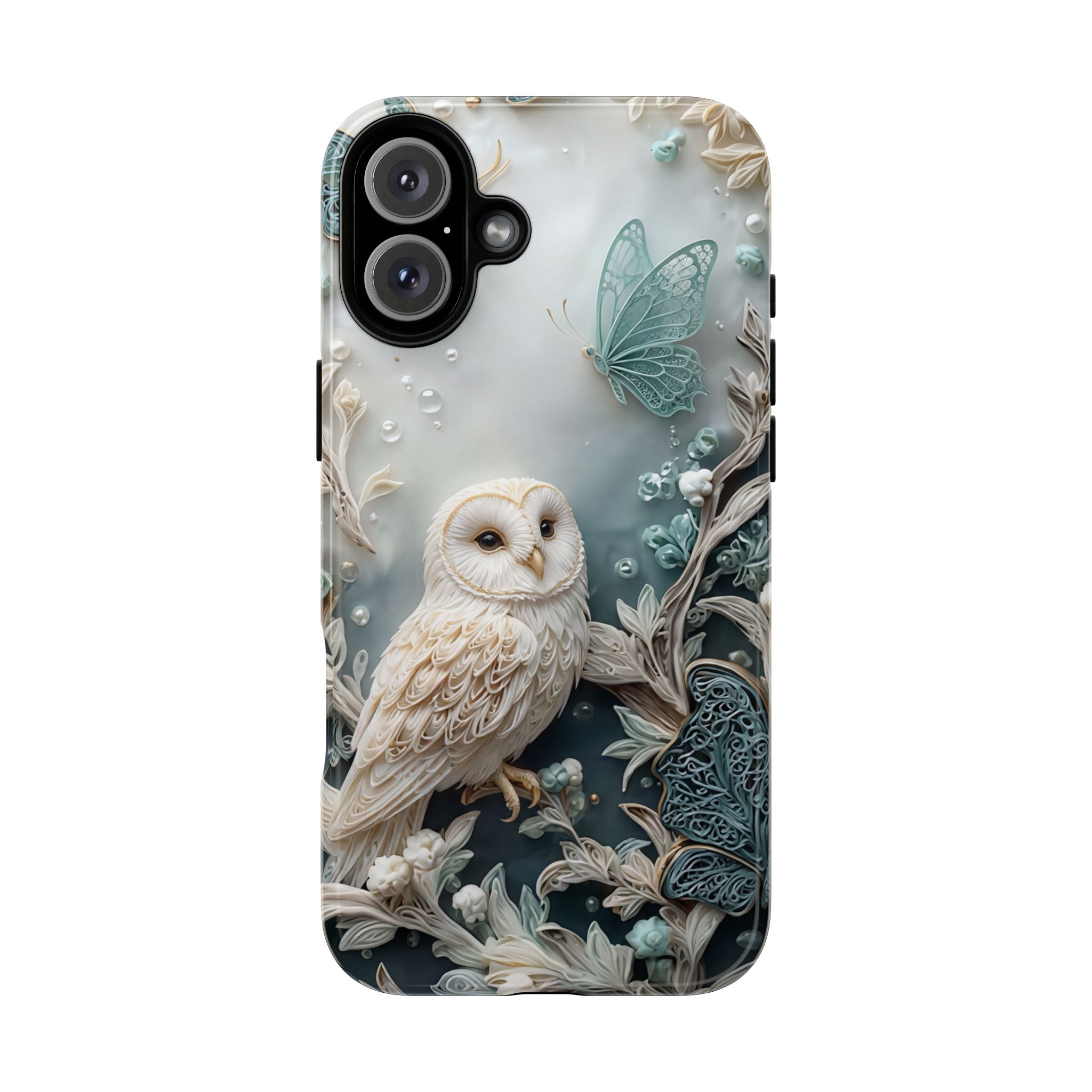 Barn Owl & Butterflies Tough iPhone Case
