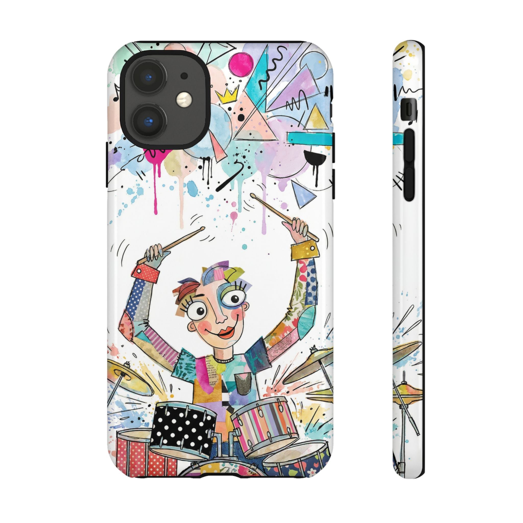 Drummer Boy iPhone Case | Colorful Cartoon Drum Kit Protective Cover