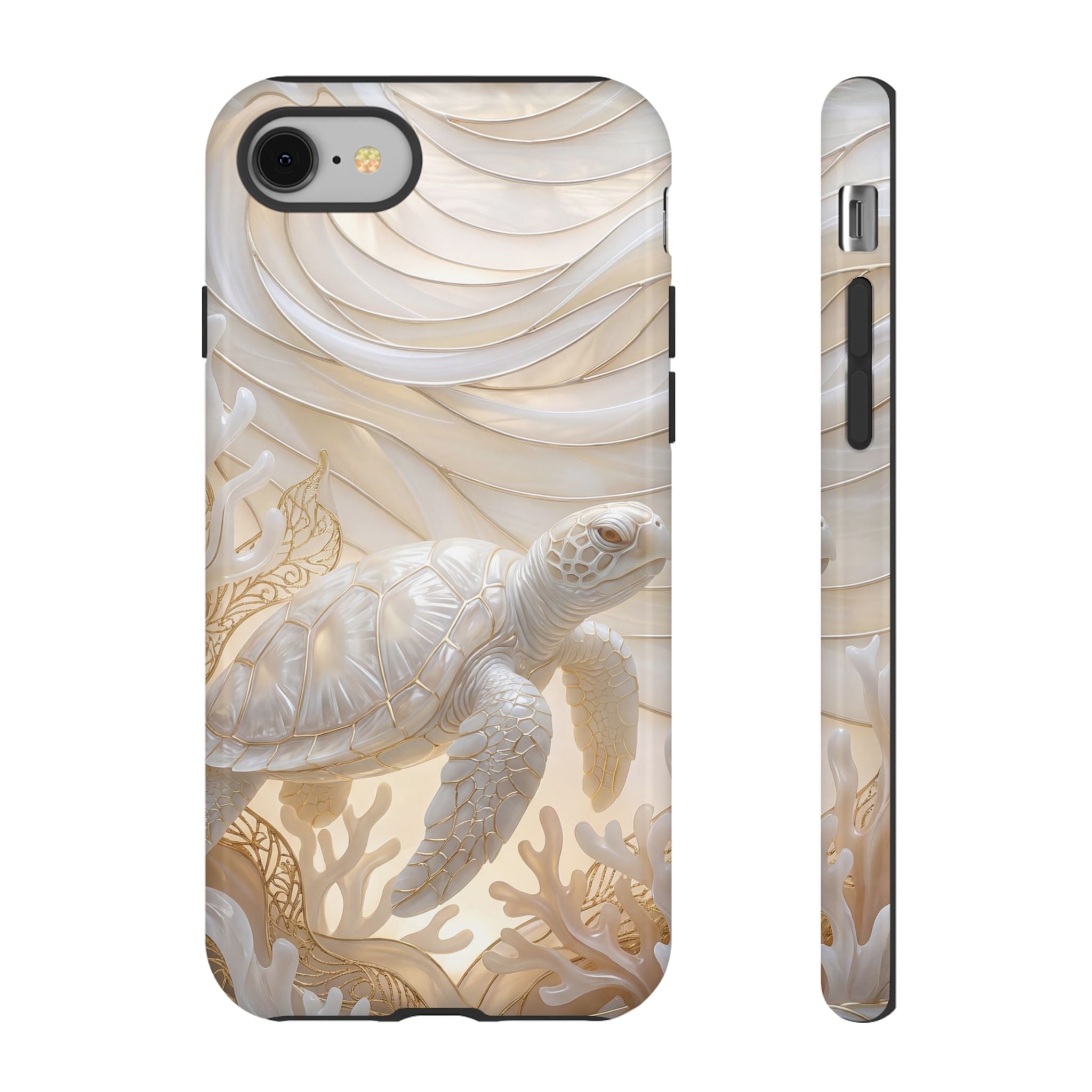 Sea Turtle Tough iPhone Case — Elegant Nautical Coral Design