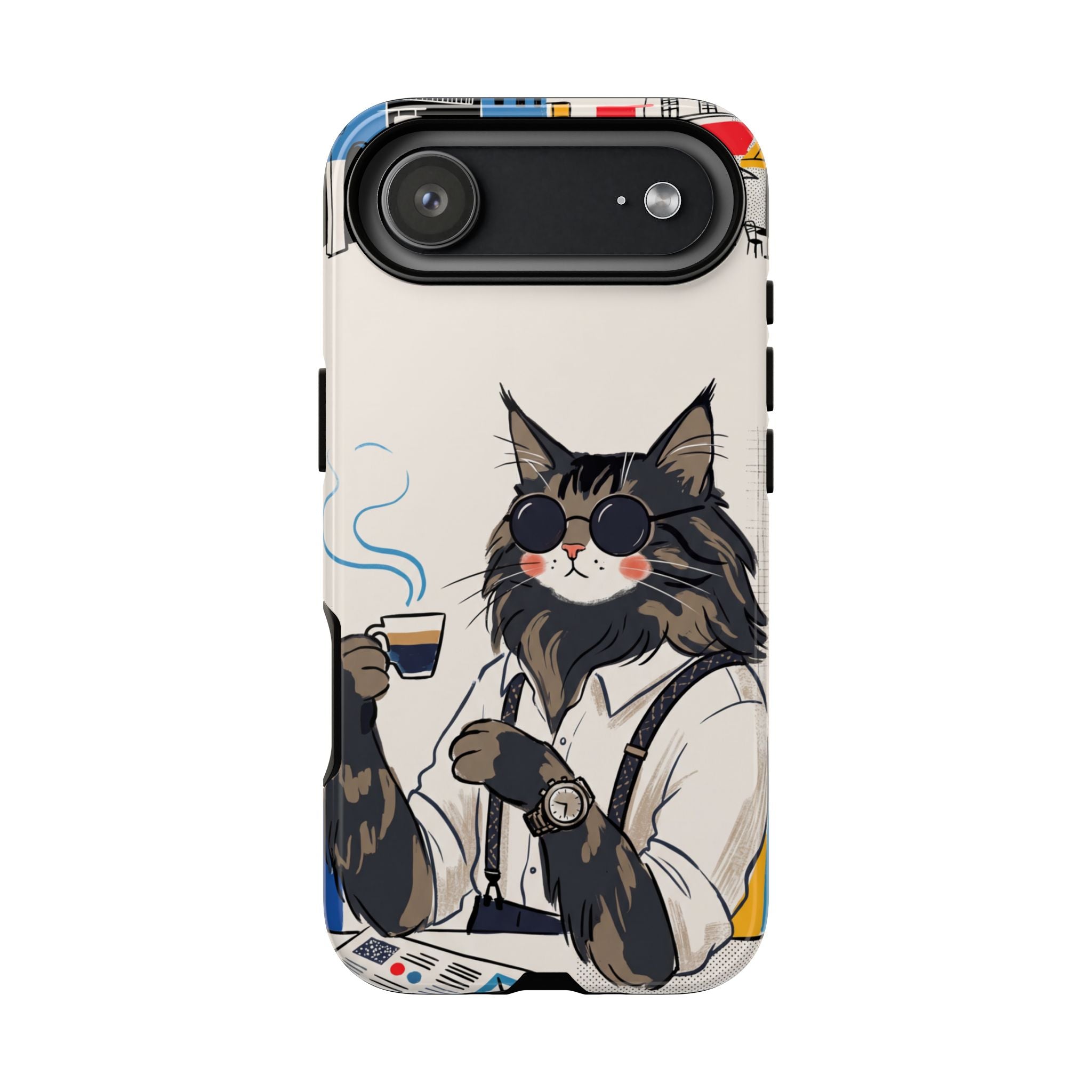 Cat Barista iPhone Case | Cool Cat in Sunglasses Coffee Shop Design