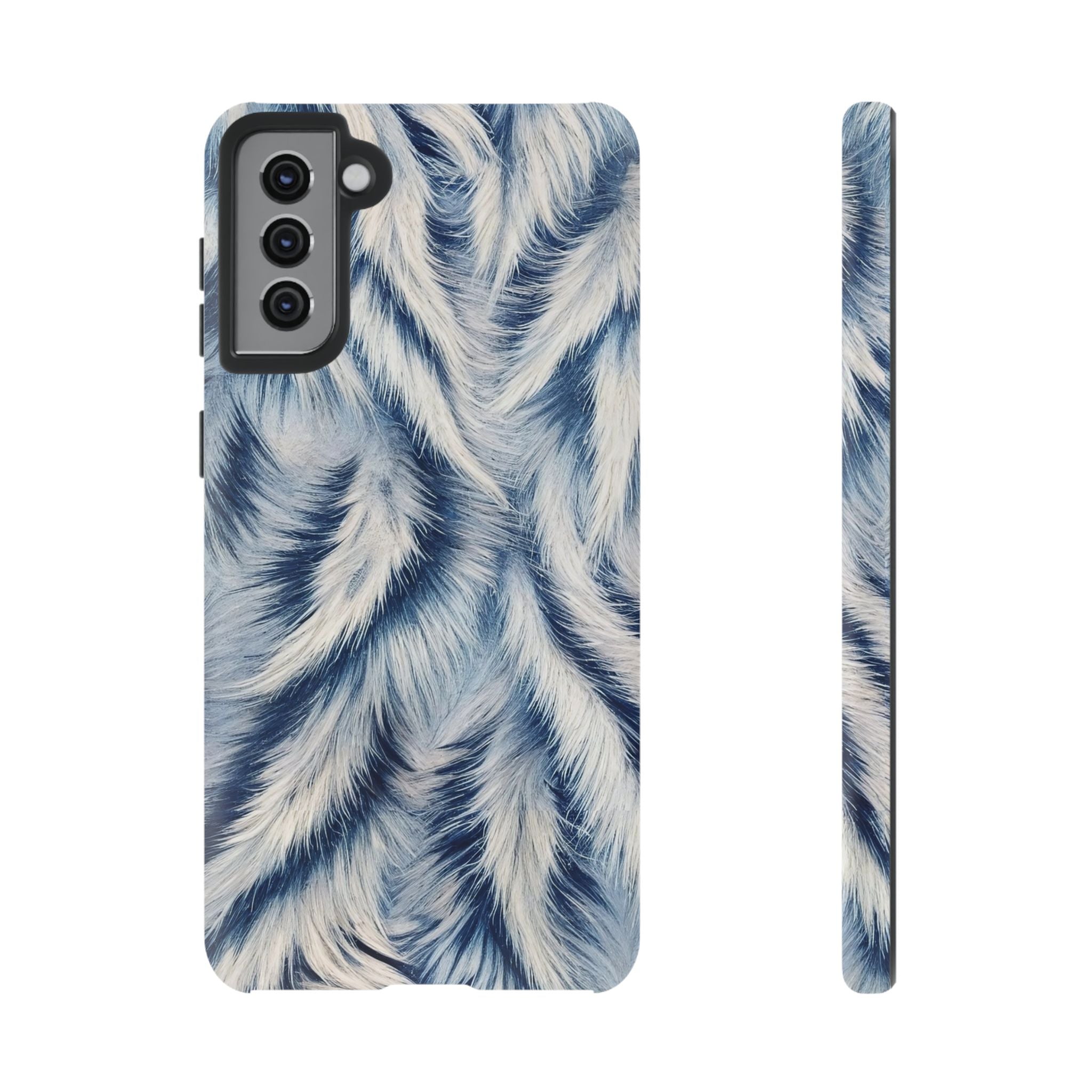 Blue Faux Fur Texture Protective Tough Samsung Galaxy Case