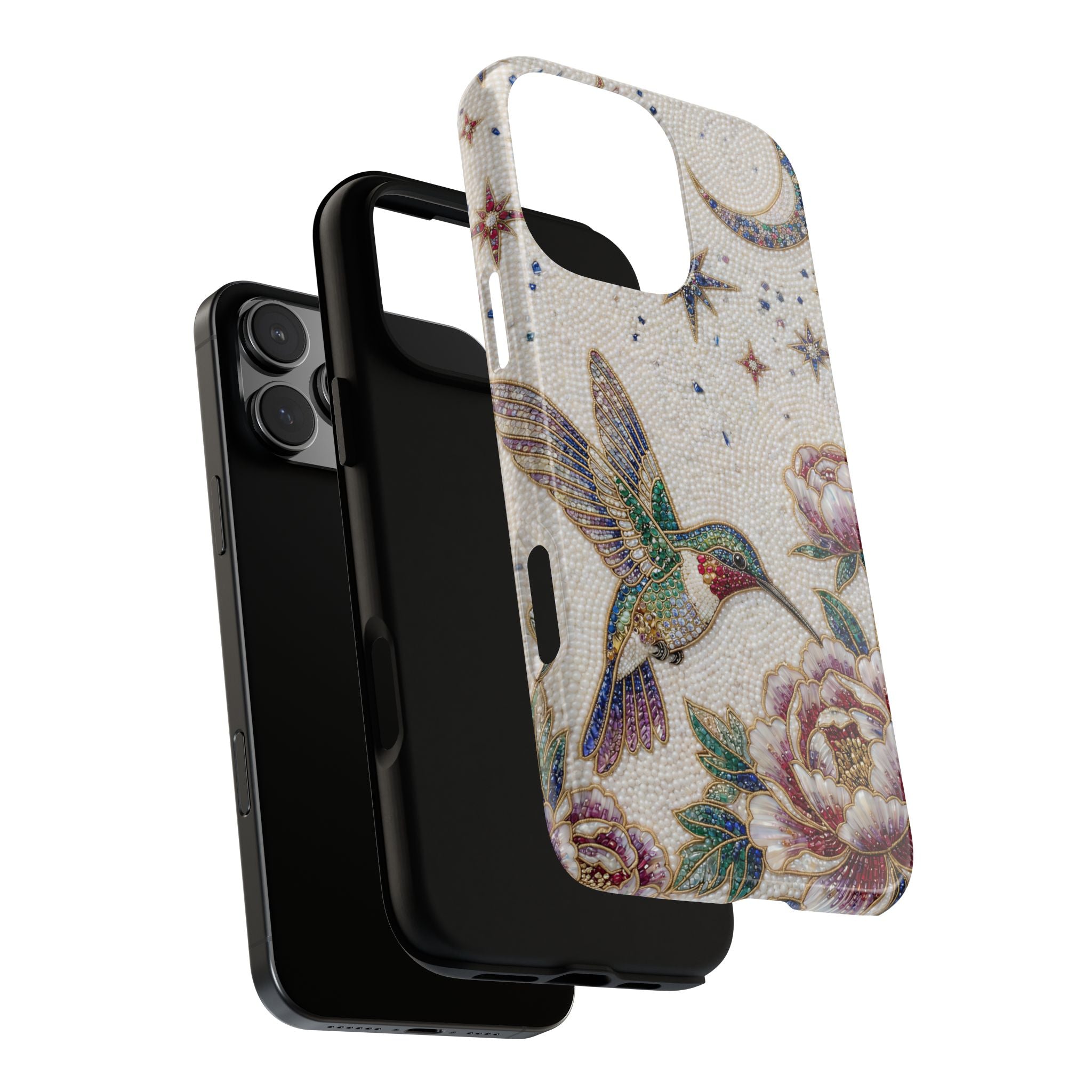 Hummingbird Moon Tough iPhone Case | Floral Celestial Protective Cover
