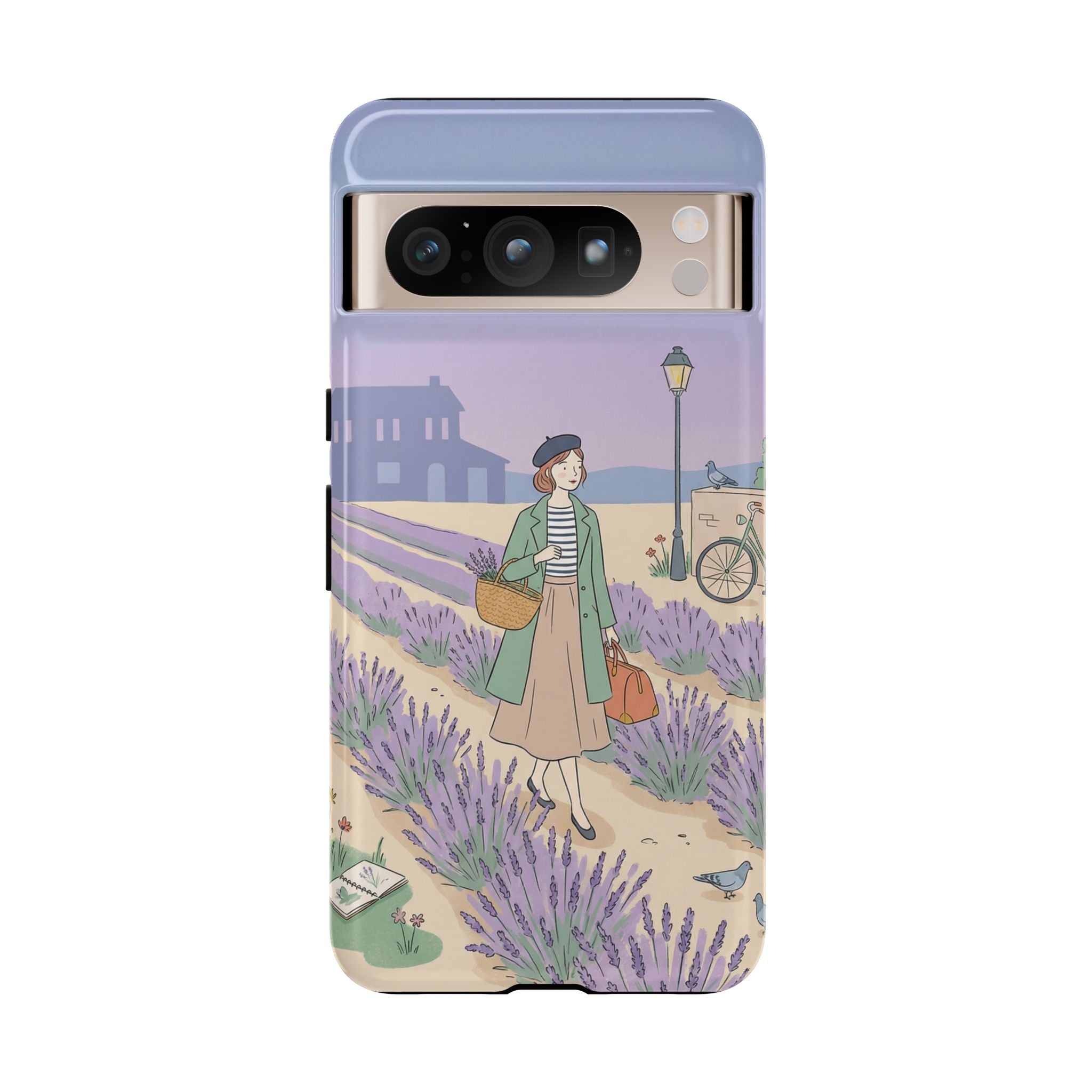 Lavender Field Google Pixel Phone Case | Vintage Travel Illustration Protective Case