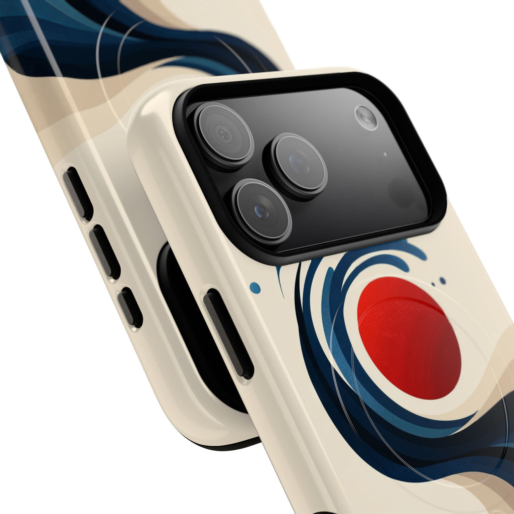 Abstract Wave MagSafe iPhone Case | Red Sun Ocean Art