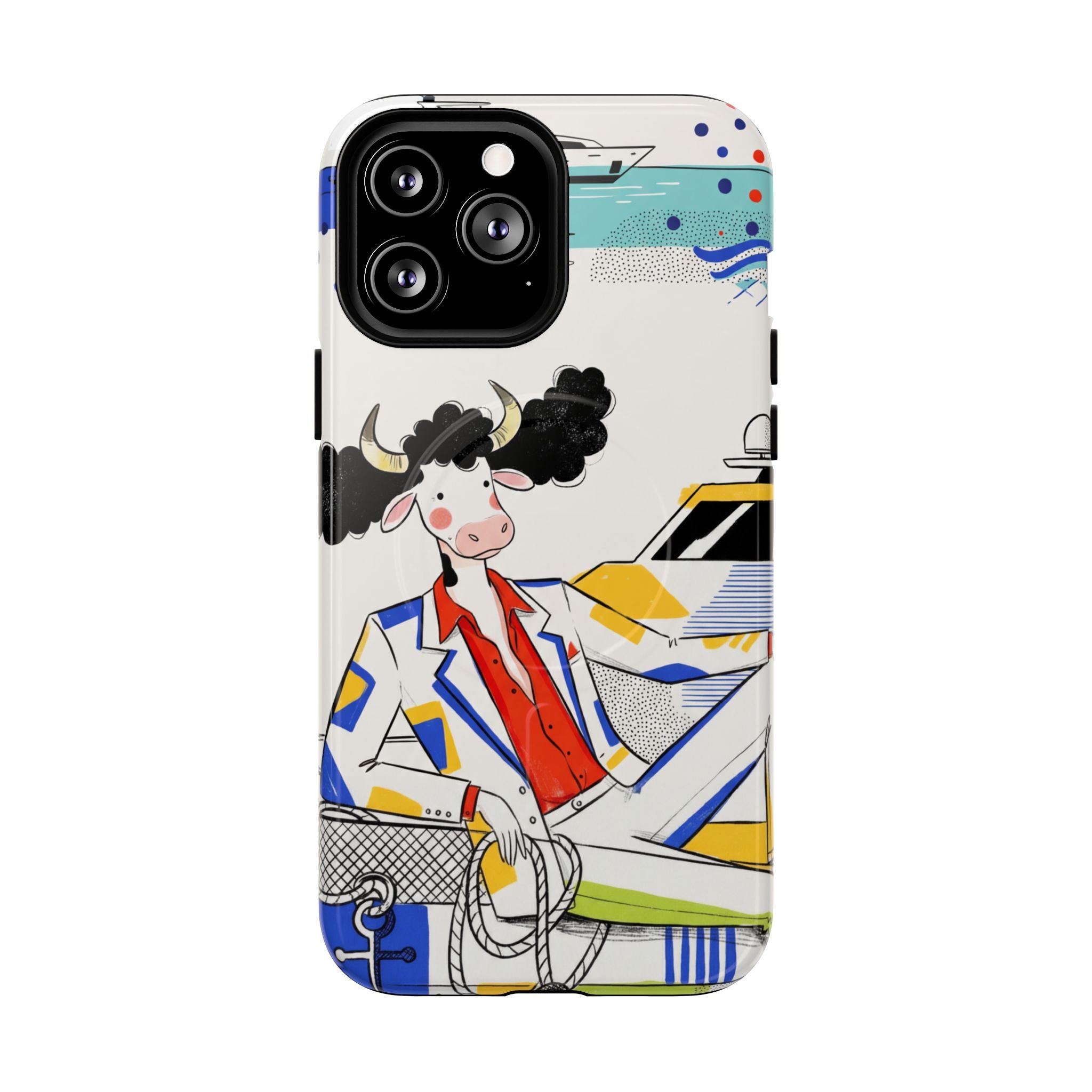 Nautical Cow Graphic Protective MagSafe iPhone Case