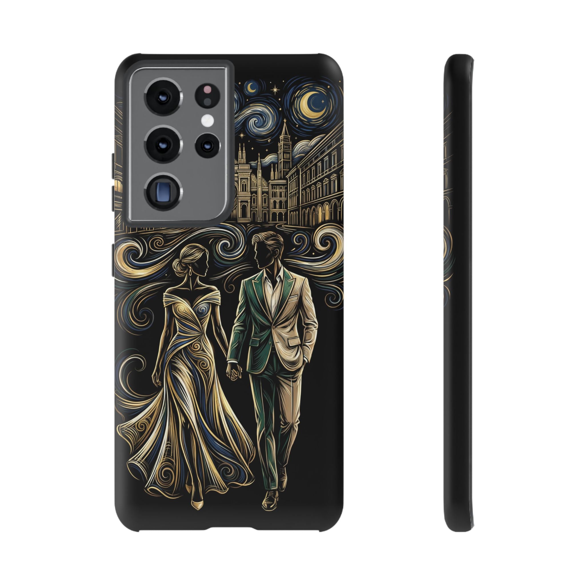 Romantic Night Walk Samsung Galaxy Phone Case | Elegant Couple Art