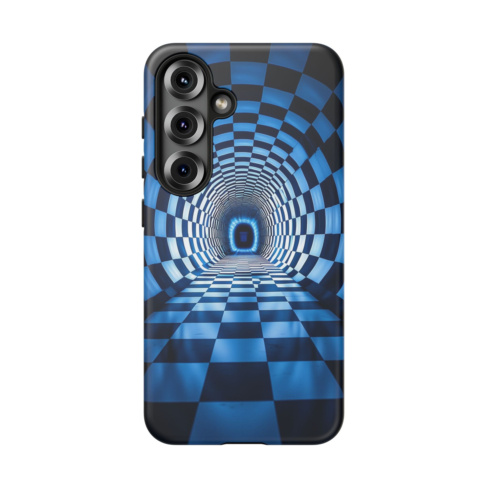 Blue Checkered Tunnel Samsung Galaxy Case — 3D Optical Illusion Tough Case