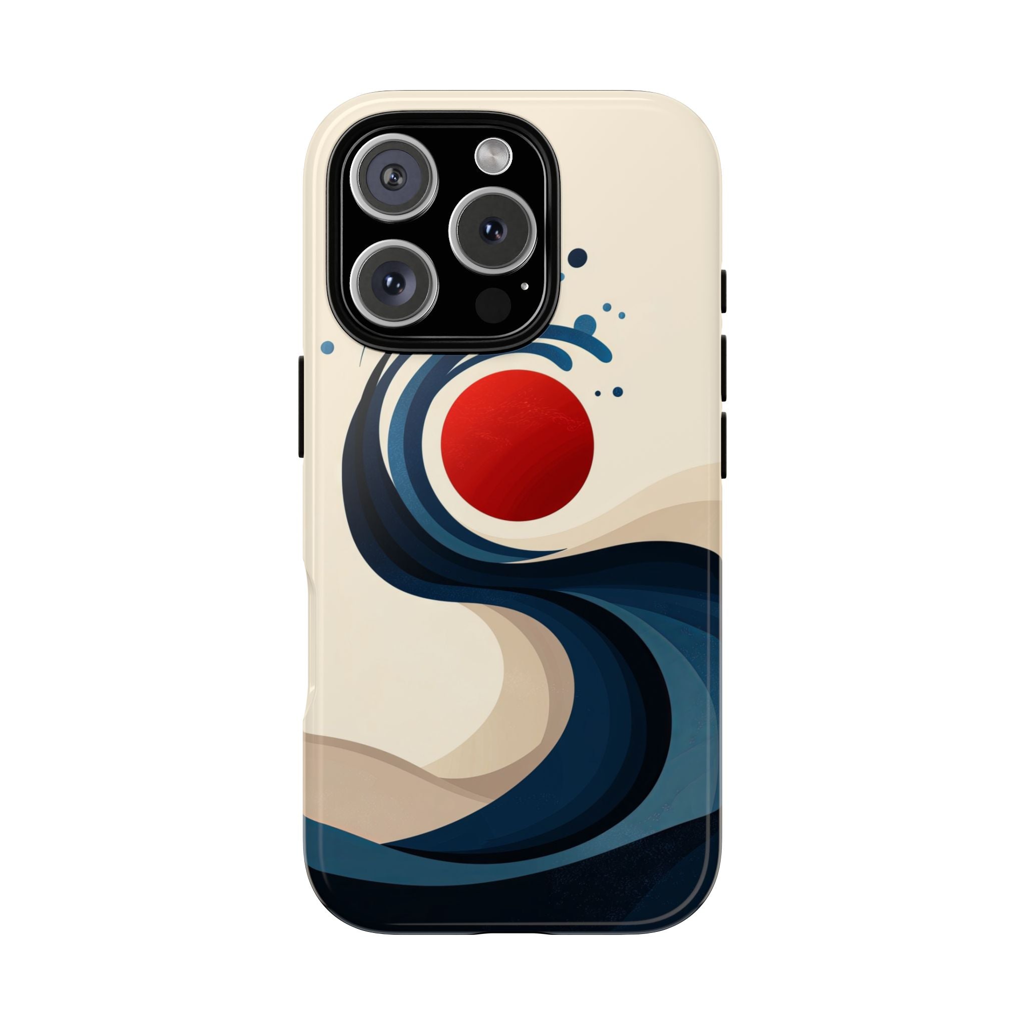 Abstract Wave iPhone Case | Red Sun Ocean Art