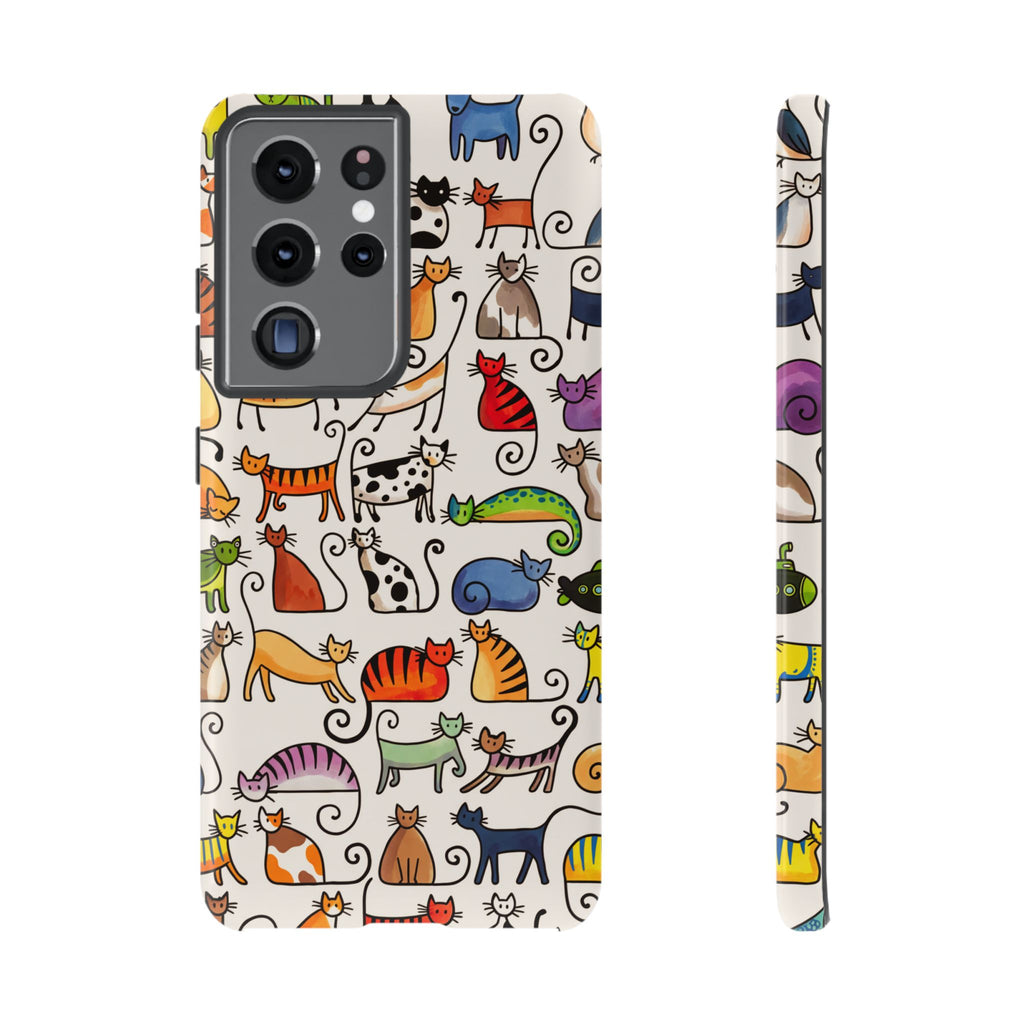 Cat Pattern Tough Samsung Galaxy Case | Colourful Cartoon Cats