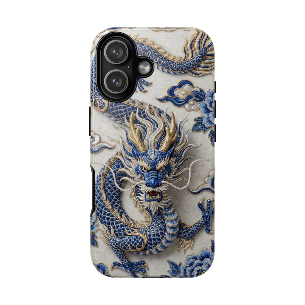 Asian Zodiac Dragon iPhone Case | Blue & White Porcelain Luxury Protective Case | Year of the Dragon Gift