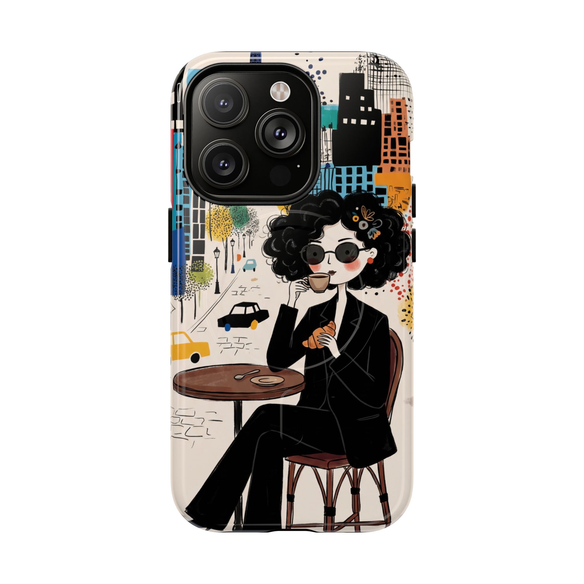 Paris Cafe Chic MagSafe iPhone Case | Stylish Woman Illustration iPhone Cover