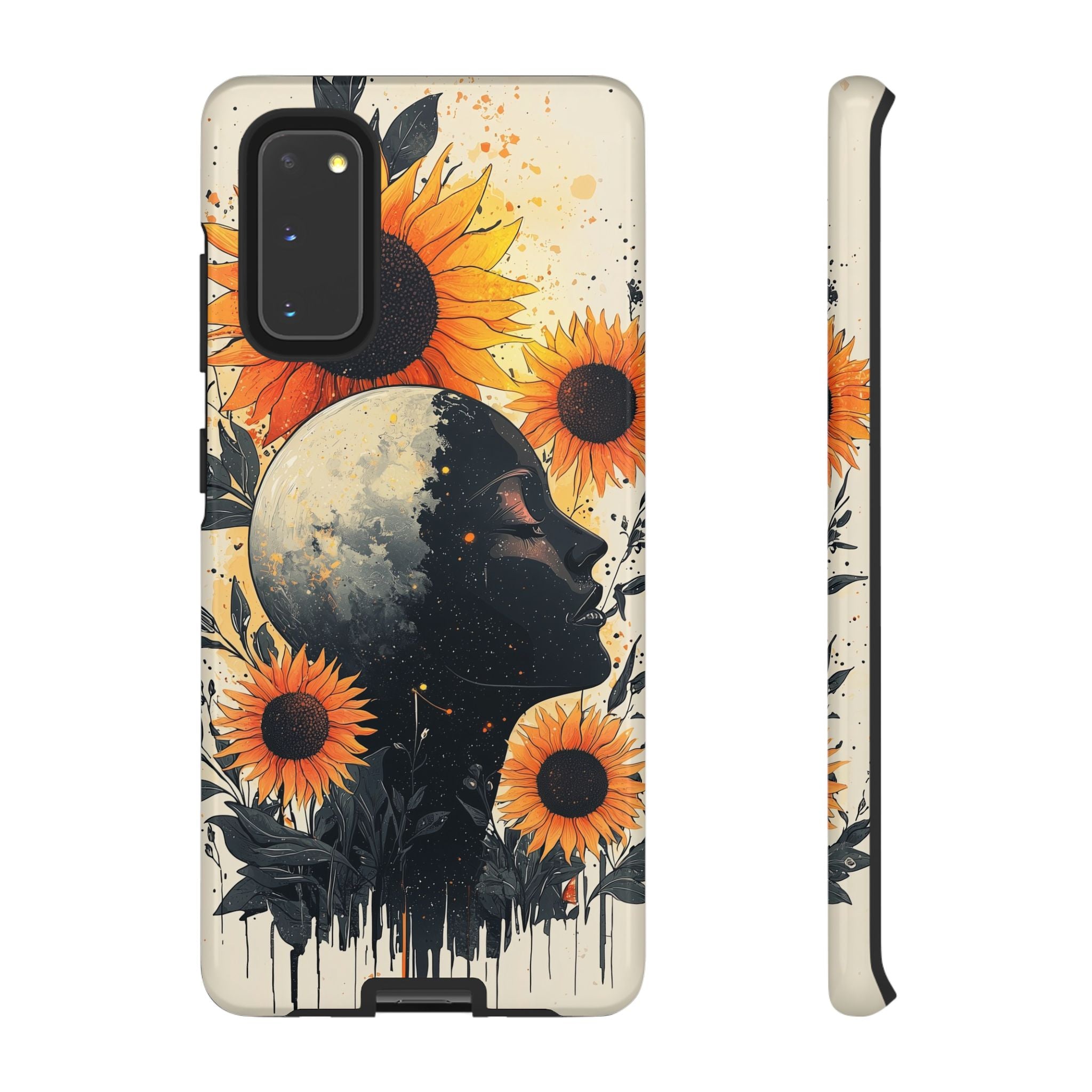 Sunflower Moon Art Samsung Galaxy Case | Floral Celestial