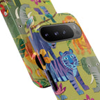 Jungle Animals Tough Google Pixel Phone Case | Colorful Tiger, Elephant & Monkey Protective Cover