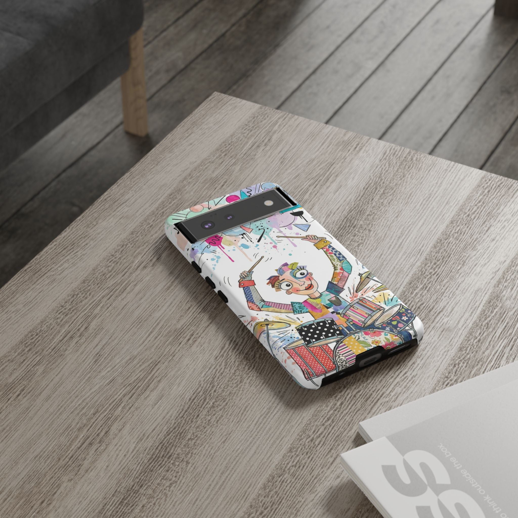 Custodia per telefono Google Pixel Drummer Boy | Cover protettiva colorata con batteria da cartone animato
