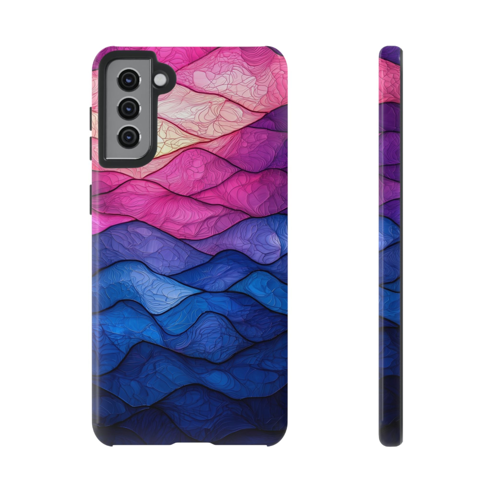 Abstract Ocean Waves Samsung Galaxy Case — Pink & Blue Gradient Tough Case