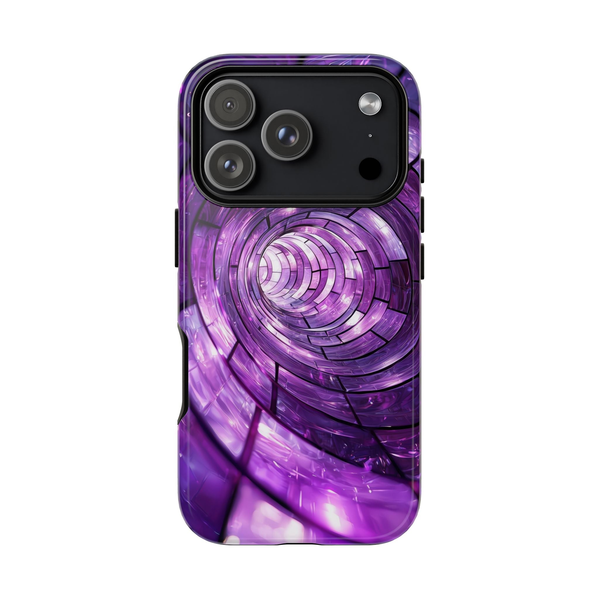 Purple Vortex Tough iPhone Case — Abstract Spiral Protective Cover