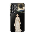 Art Nouveau Goddess Samsung Galaxy Phone Case | Elegant Woman Illustration on Black