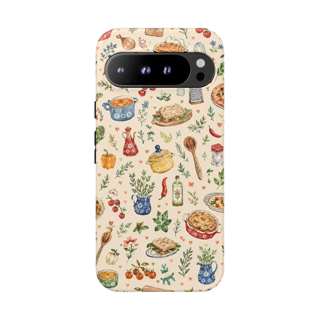 Kitchen Pattern Phone Case | Watercolor Cooking Art Cover | Cozy Baking Illustration Shell | Cute Home Chef Gift