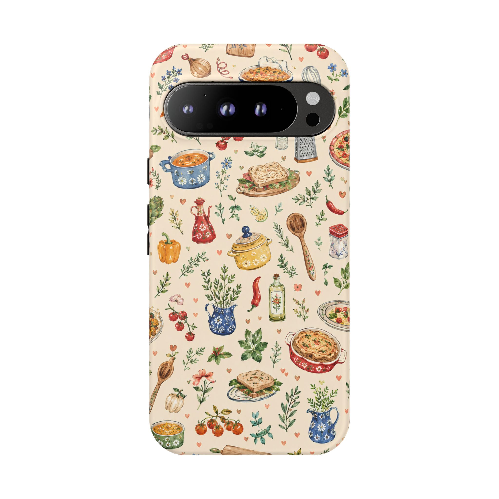 Kitchen Pattern Phone Case | Watercolor Cooking Art Cover | Cozy Baking Illustration Shell | Cute Home Chef Gift