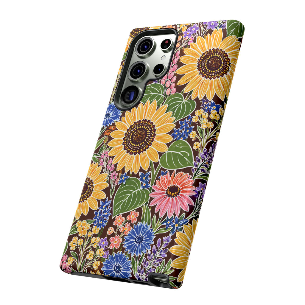 Sunflower & Wildflower Pattern Tough Samsung Phone Case