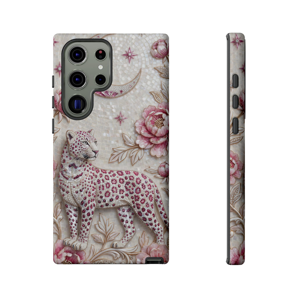 Custodia per telefono Samsung Galaxy Luna con Leopardo Floreale | Cover protettiva botanica vintage rosa
