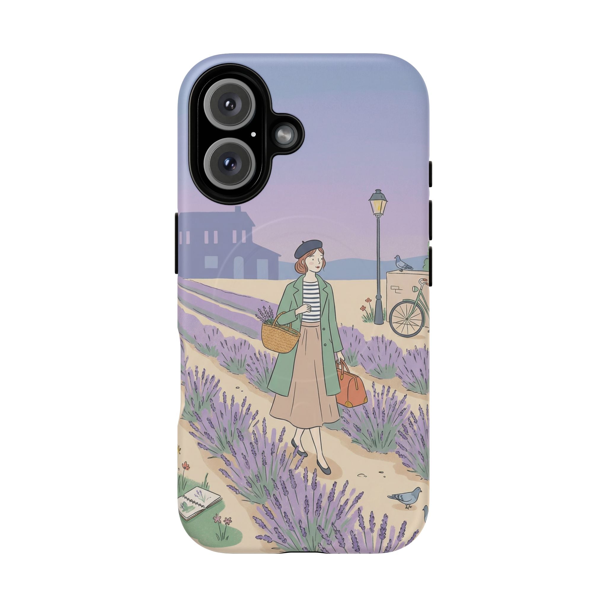 Lavender Field MagSafe iPhone Case | Vintage Travel Illustration Protective Case