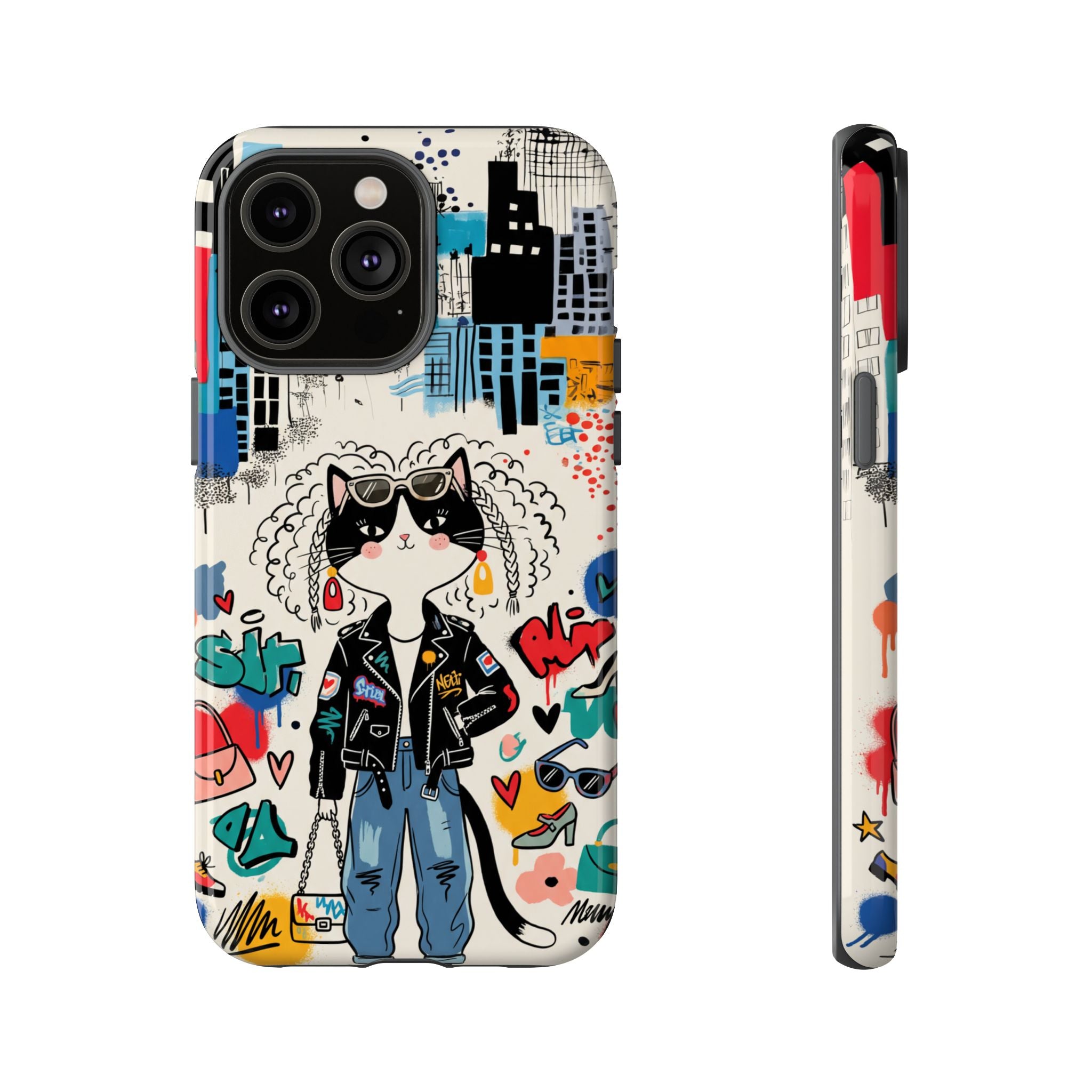 Punk City Cat Graffiti Design iPhone Case
