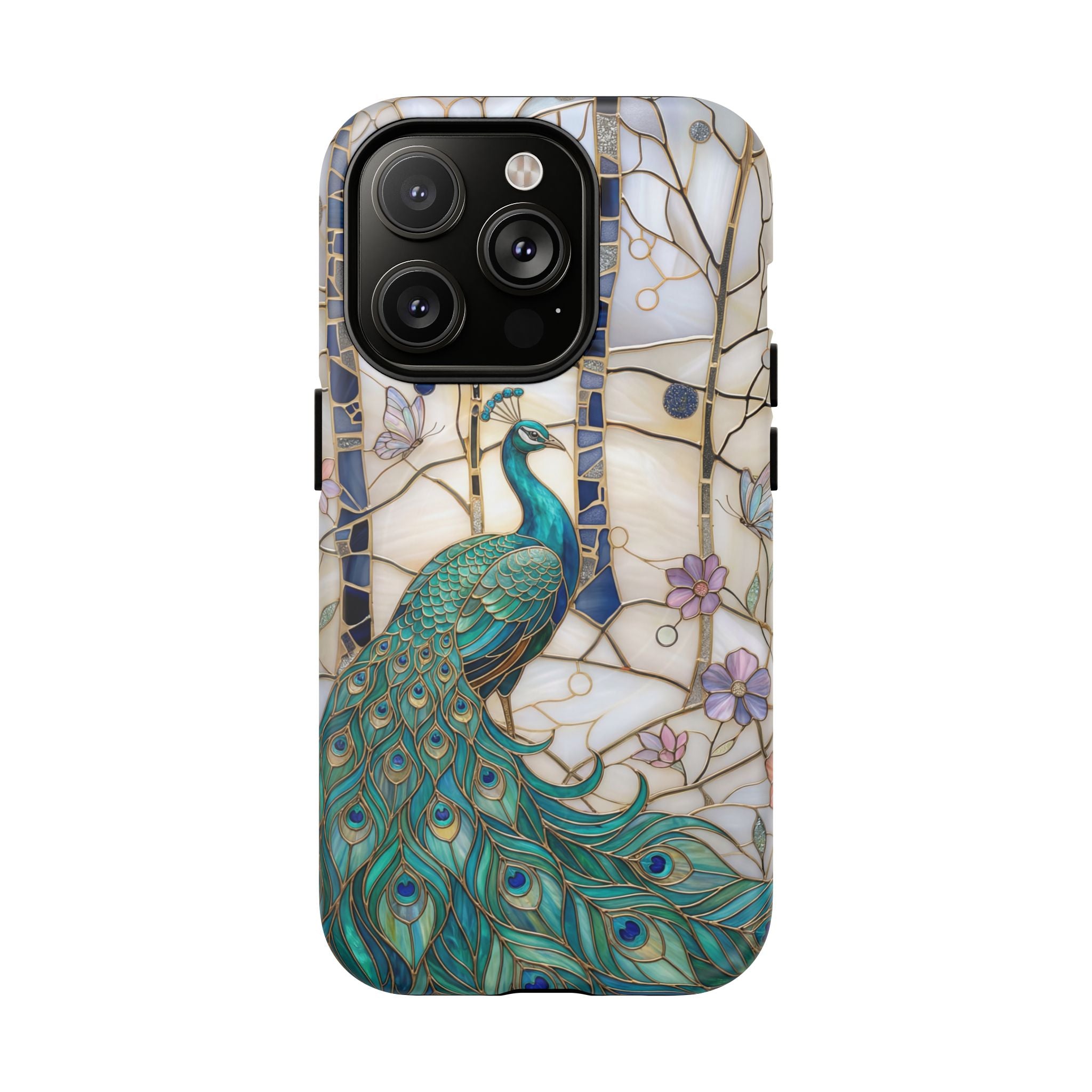 Peacock Stained Glass Tough MagSafe Phone Case
