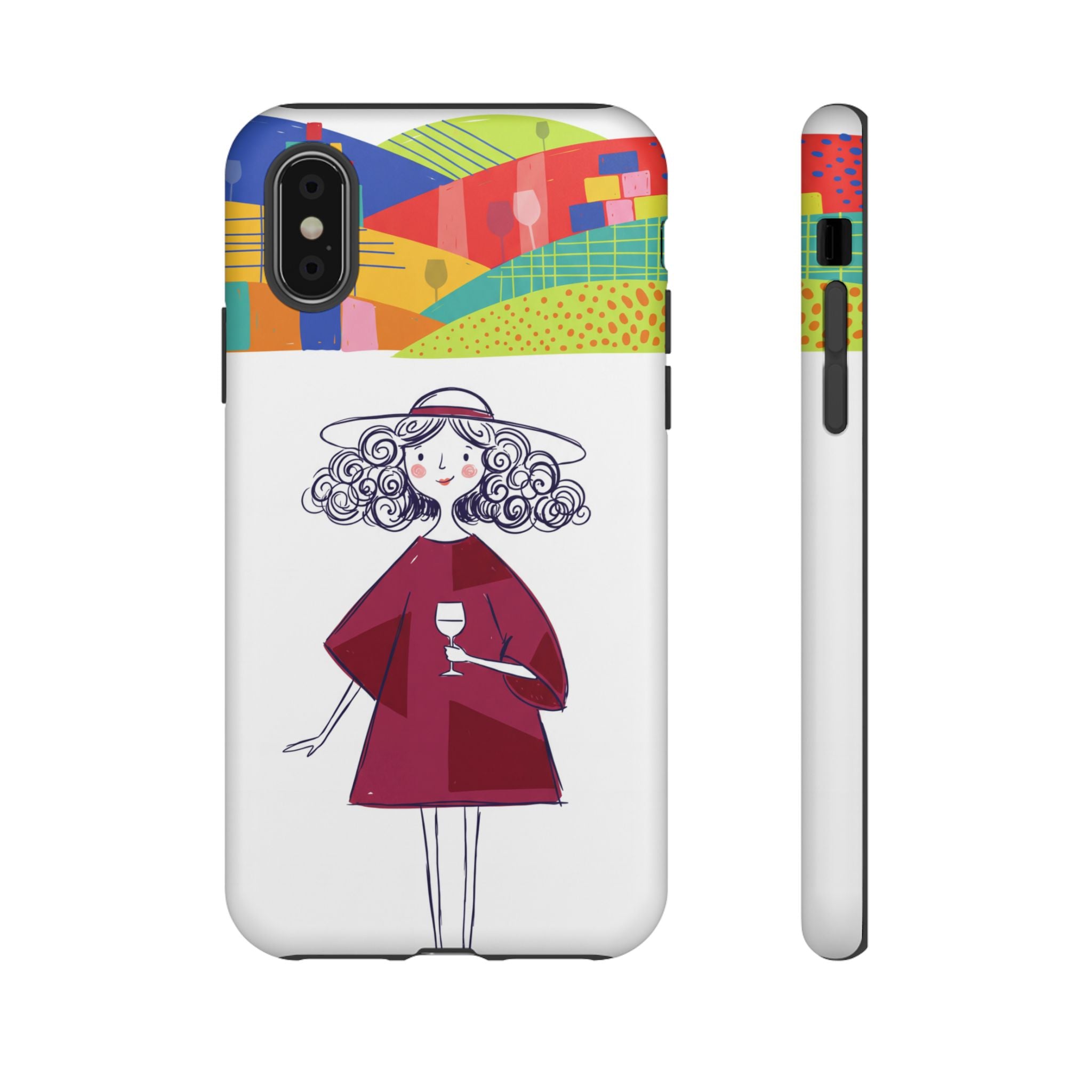 Colourful Artistic Wine Lady iPhone Case