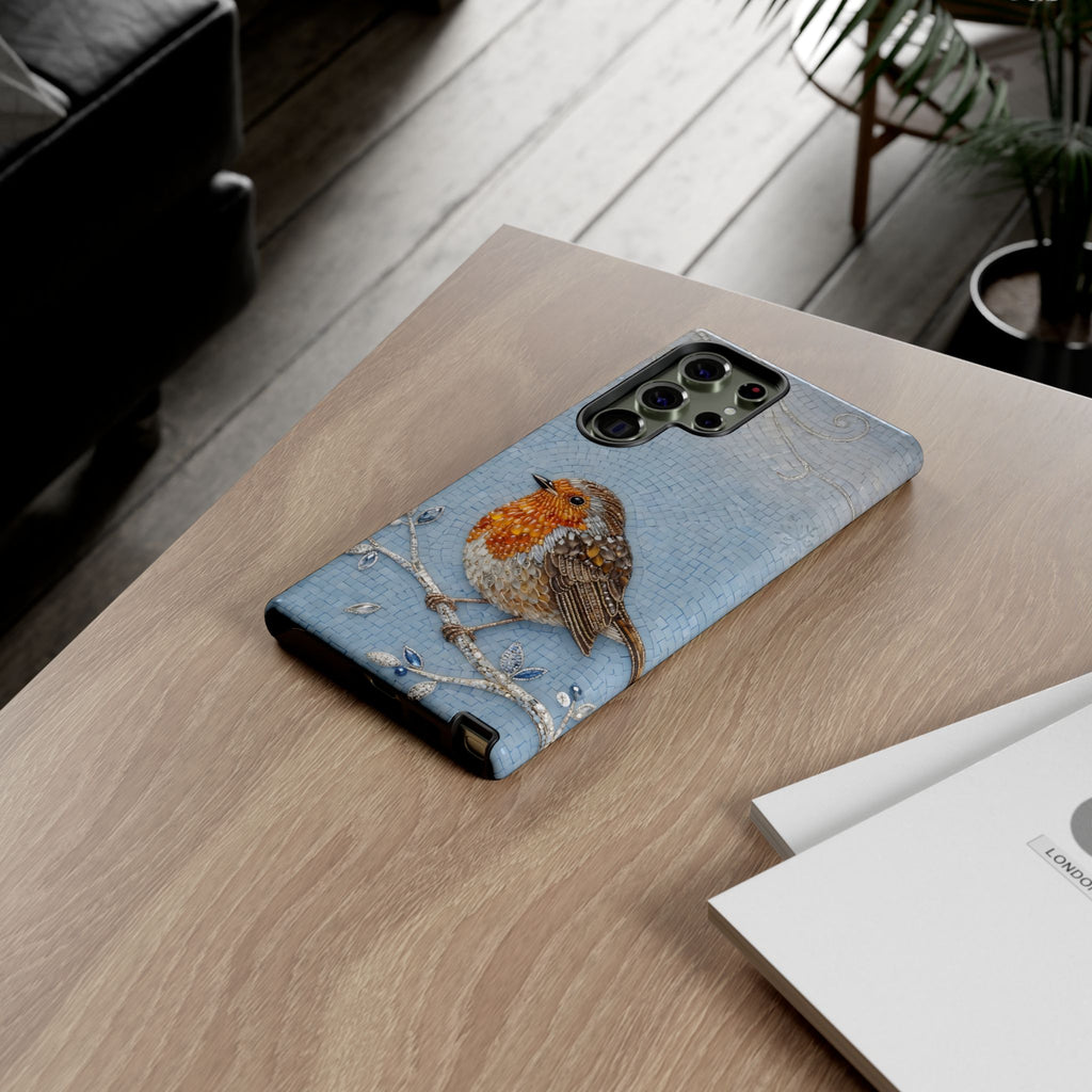 Robin Winter Samsung Galaxy Phone Case — Protective Floral Bird Design