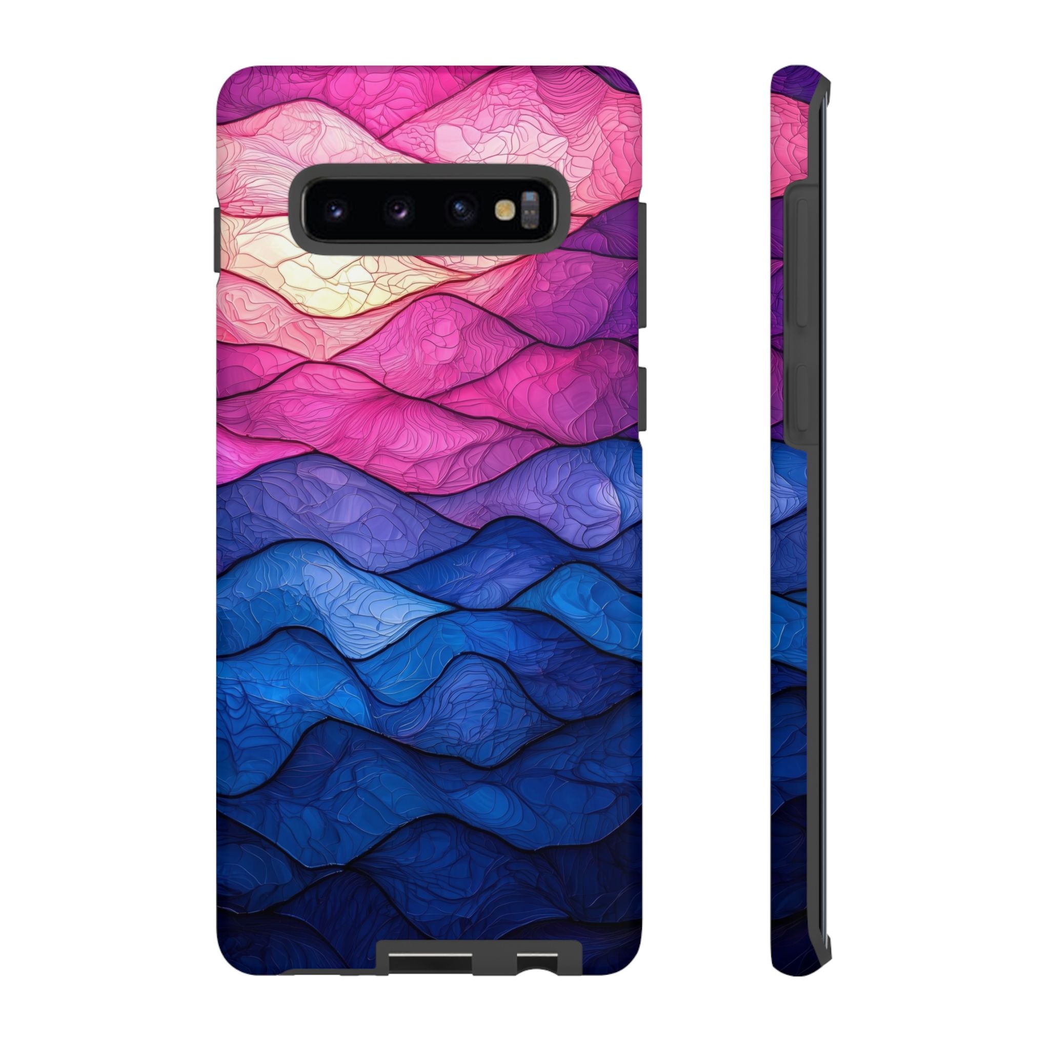 Abstract Ocean Waves Samsung Galaxy Case — Pink & Blue Gradient Tough Case