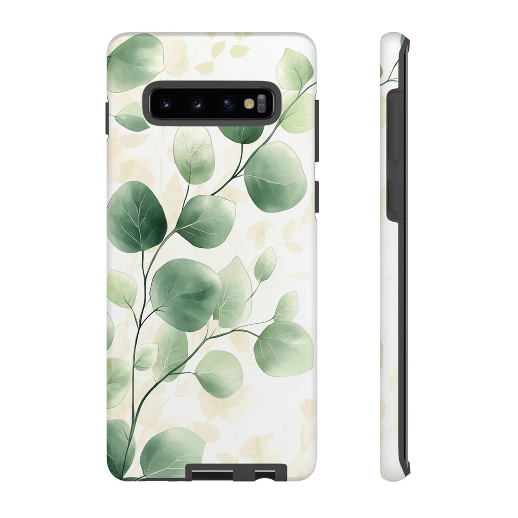 Botanical Eucalyptus Tough Samsung Galaxy Phone Case | Green Watercolour Leaf