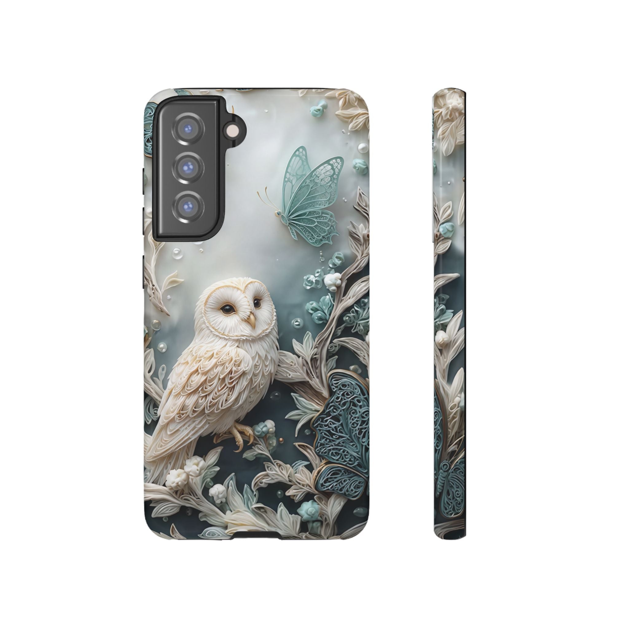 Barn Owl & Butterflies Tough Samsung Galaxy Case