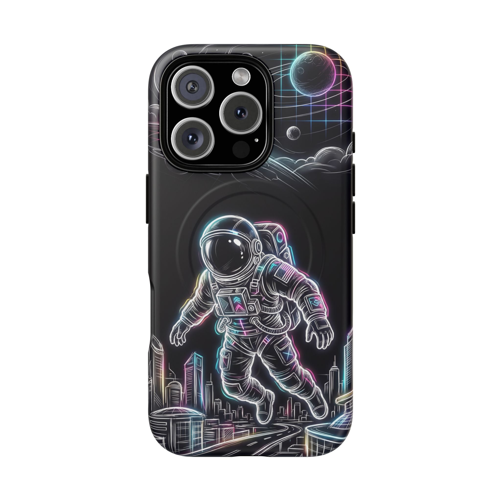 Space Explorer Astronaut NeonMagSafe iPhone Case