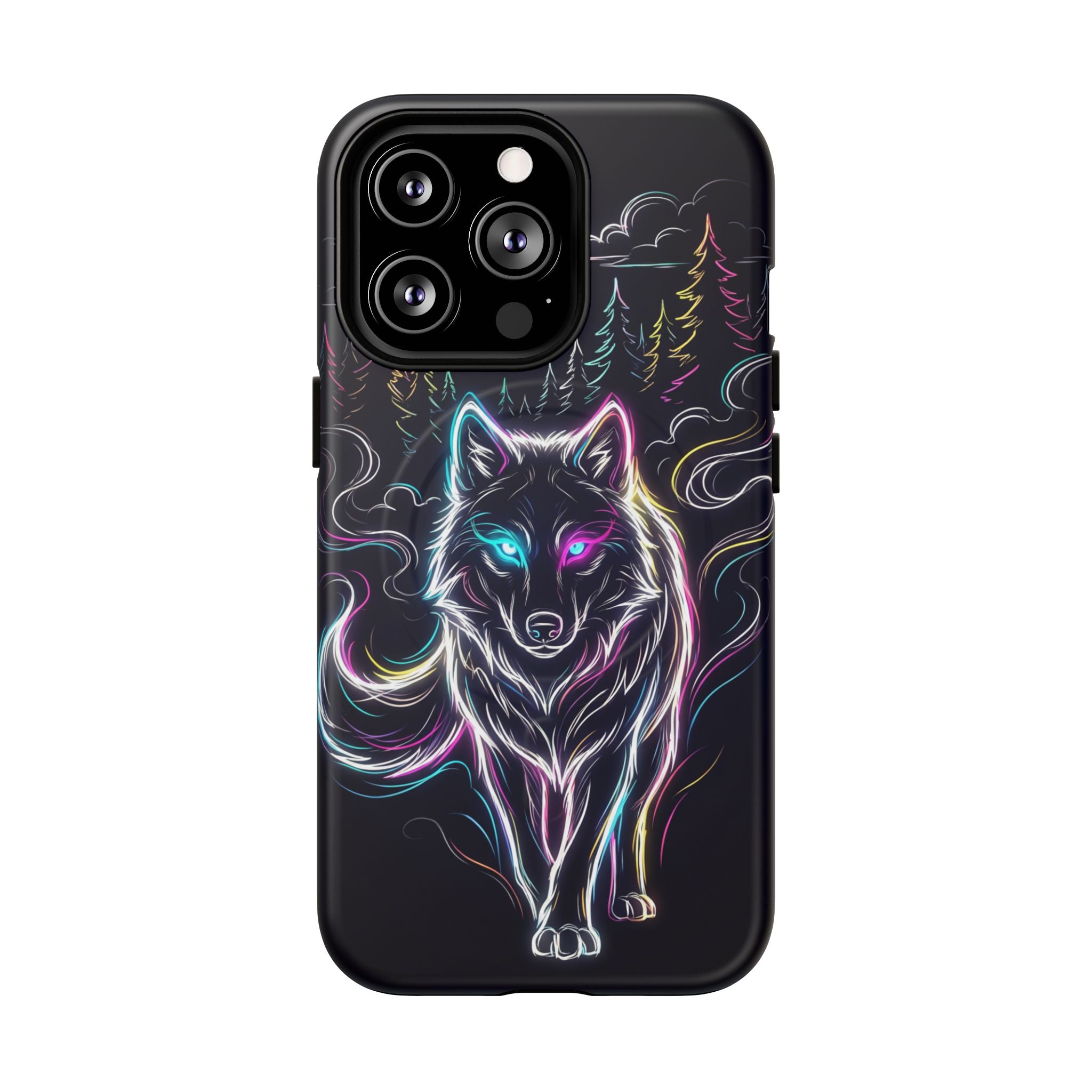 Neon Wolf MagSafe iPhone Case | Mystic Glow Protective Tough Case