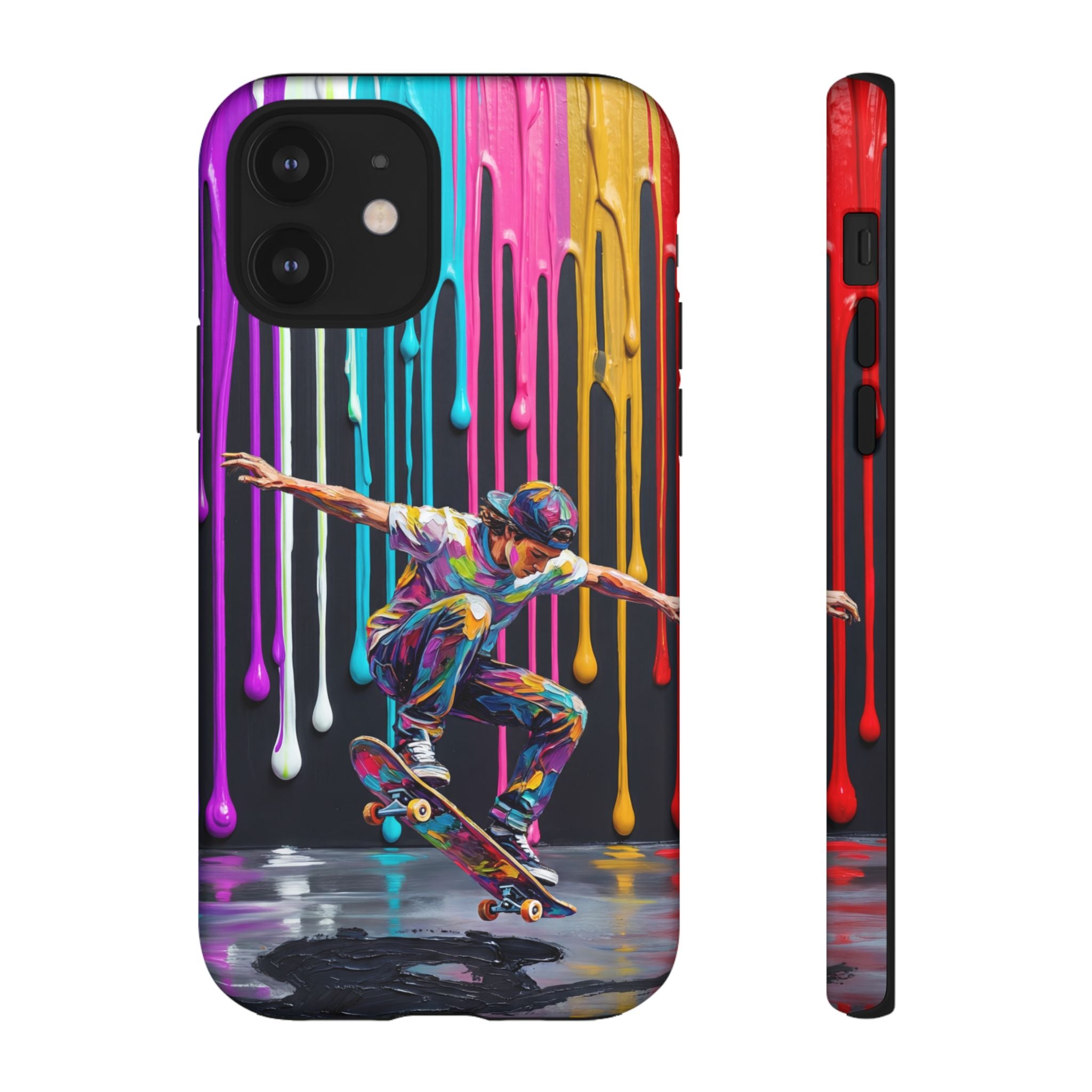 Colourful Drip Art Skateboarder Splash iPhone Case