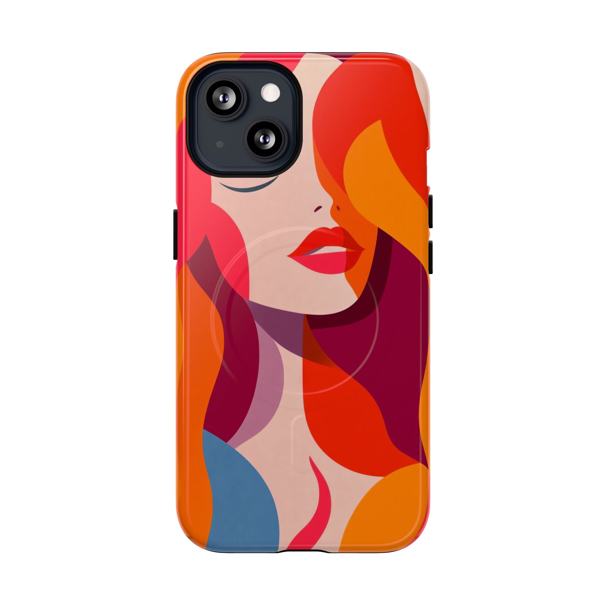 Custodia MagSafe per iPhone con donna pop art retrò | Ritratto astratto colorato e audace